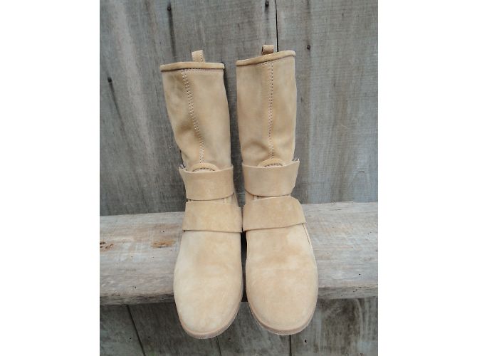 Gucci Stiefeletten Beige Samtleder Bambus Schnalle - Ansicht 3