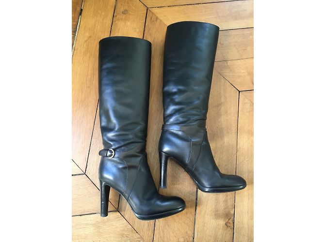 Botas Sergio Rossi de piel negra Negro Ébano - vista 2