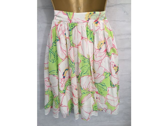 Falda Moschino Cheap And Chic con estampado floral de algodón y seda blanca Rosa Blanco Verde - vista 3