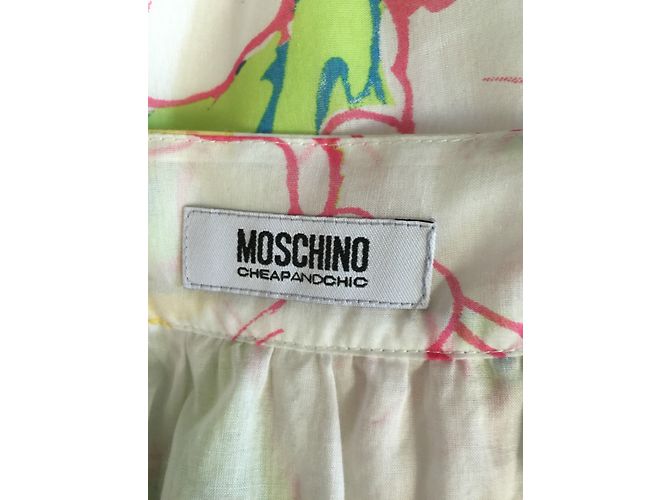 Falda Moschino Cheap And Chic con estampado floral de algodón y seda blanca Rosa Blanco Verde - vista 4