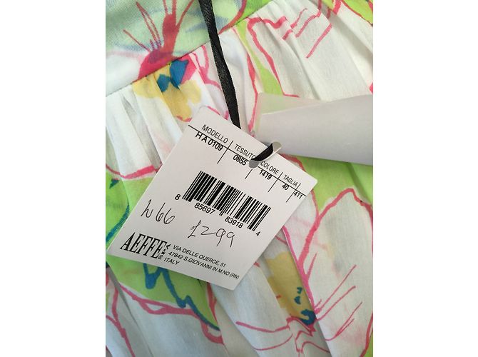 Falda Moschino Cheap And Chic con estampado floral de algodón y seda blanca Rosa Blanco Verde - vista 5