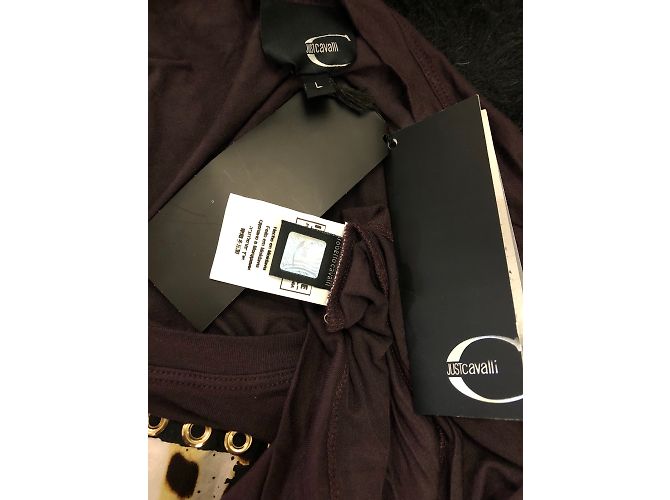 Camiseta Just Cavalli de algodón morada con strass Talla L Púrpura - vista 3