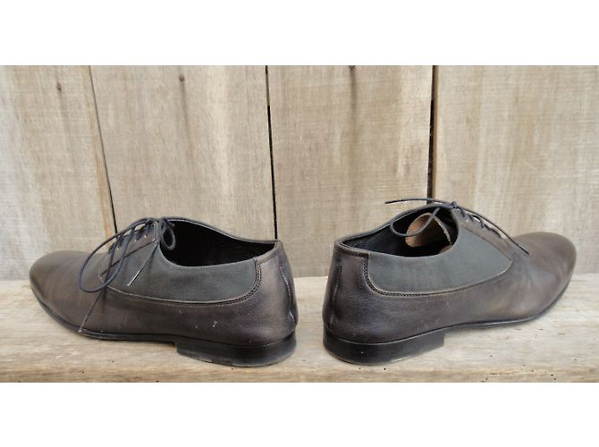 Heschung Cerato Glovecal Richelieu in pelle grigio scuro Grigio antracite - vista 7
