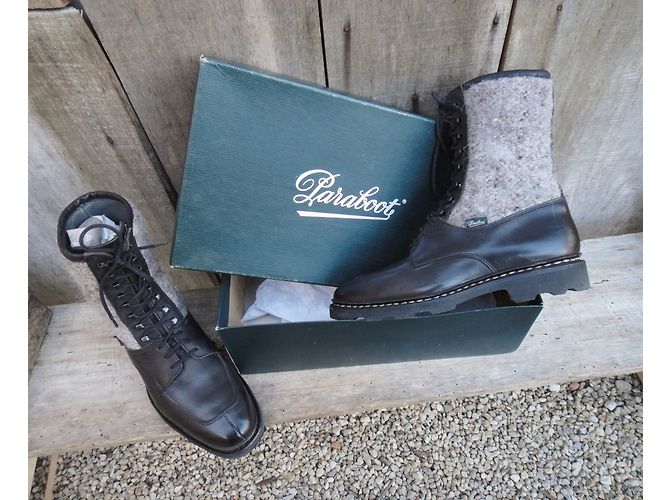Stivaletti Paraboot in pelle e feltro nero - vista 4