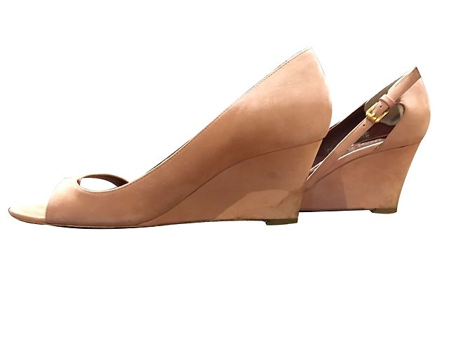 Sandali con zeppa Loewe in scamosciato rosa - vista 2