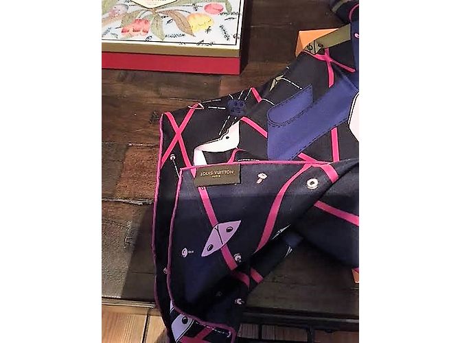 Foulard Louis Vuitton Optimal Cobalt in seta blu navy - vista 8