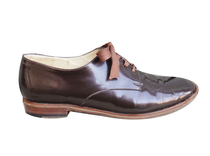 Scarpe Derby Robert Clergerie in pelle verniciata bronzo - vista 2