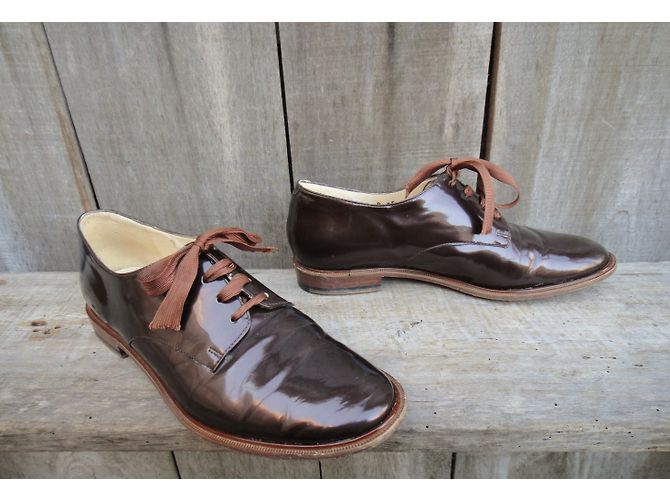 Scarpe Derby Robert Clergerie in pelle verniciata bronzo - vista 4
