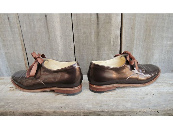 Scarpe Derby Robert Clergerie in pelle verniciata bronzo - vista 6