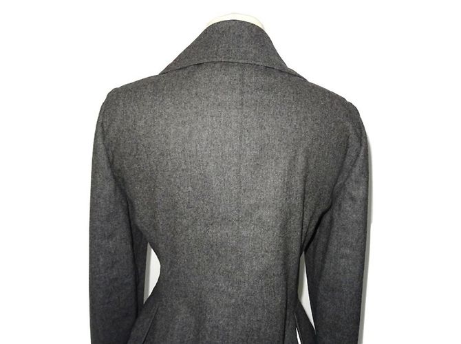 Hermès Wollblazer mit rotem Samt und Seidenfutter Grau - Ansicht 7