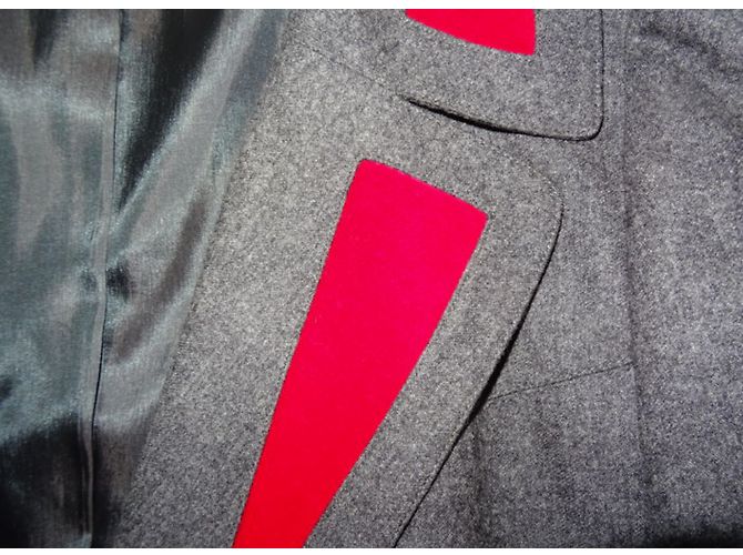 Hermès Wollblazer mit rotem Samt und Seidenfutter Grau - Ansicht 8