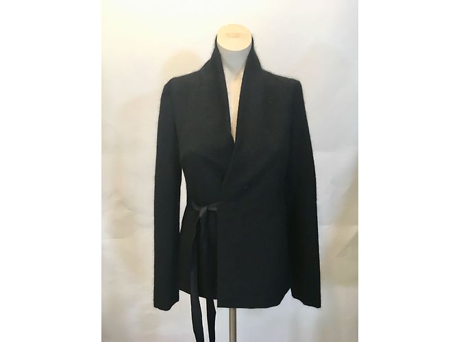 Giacca avvolgente Rick Owens nera in mohair e angora Nero - vista 2