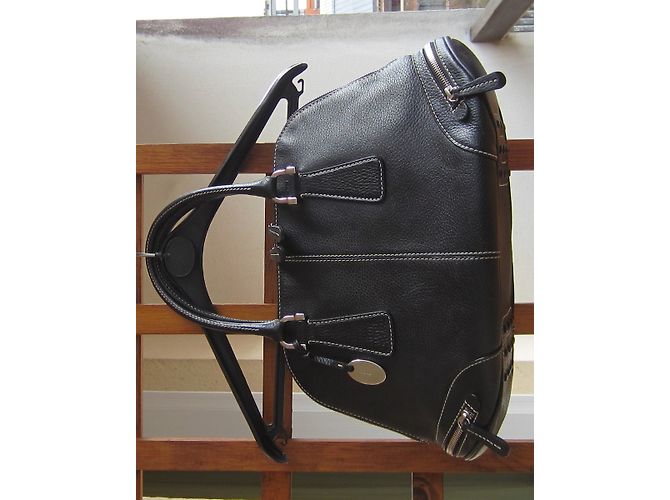 Borsa Tod's Trapeze in pelle nera granulata Nero - vista 11