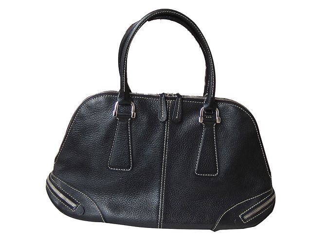 Borsa Tod's Trapeze in pelle nera granulata Nero - vista 2