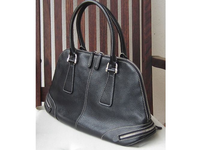 Borsa Tod's Trapeze in pelle nera granulata Nero - vista 3