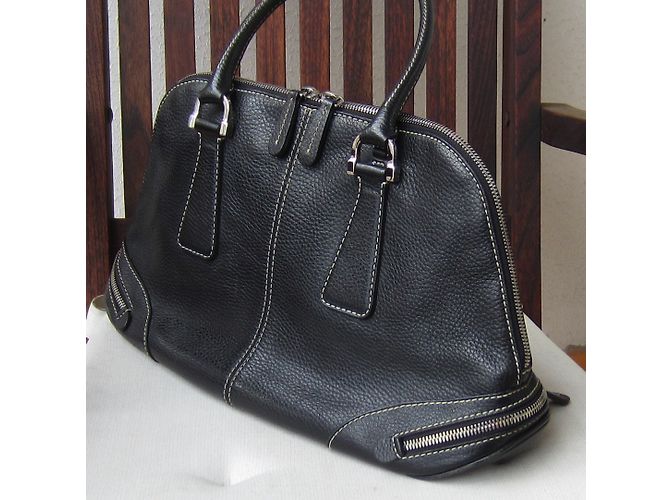 Borsa Tod's Trapeze in pelle nera granulata Nero - vista 4