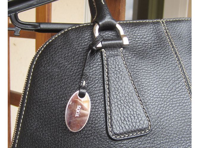 Borsa Tod's Trapeze in pelle nera granulata Nero - vista 5