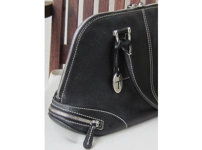 Borsa Tod's Trapeze in pelle nera granulata Nero - vista 7