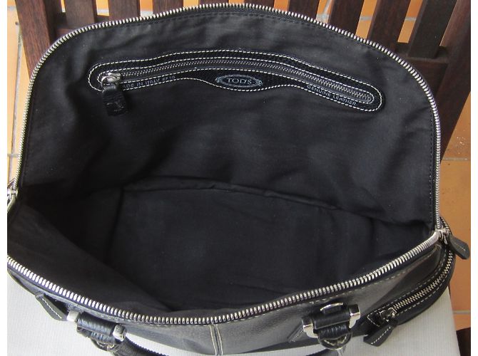 Borsa Tod's Trapeze in pelle nera granulata Nero - vista 8
