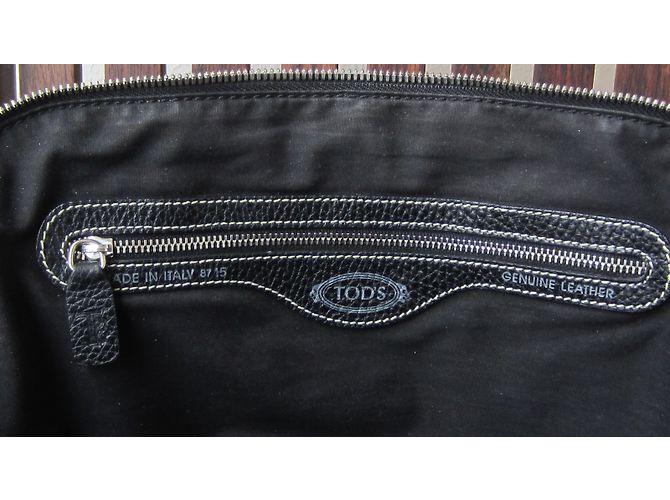 Borsa Tod's Trapeze in pelle nera granulata Nero - vista 9