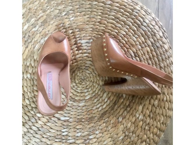Sandali con zeppa Gianmarco Lorenzi Pelle Caramello 37 - vista 5