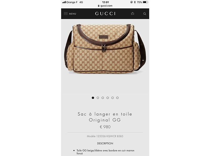 Borsa per pannolini Gucci Marrone in Tela - vista 6