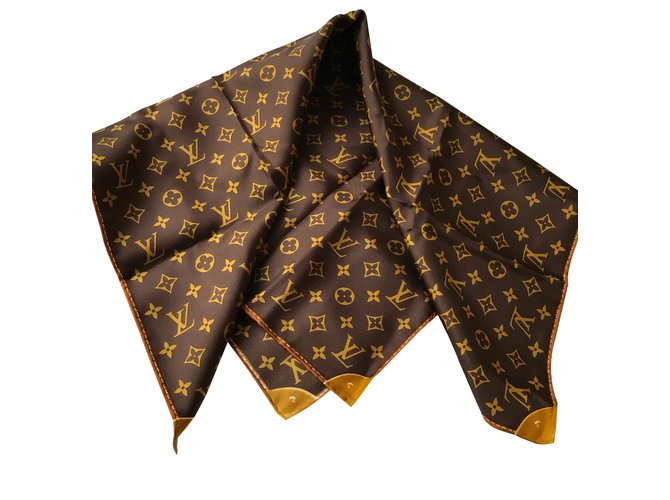 Louis Vuitton Bufandas de seda Castaño - vista 2