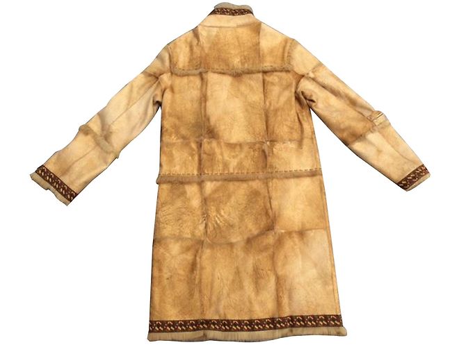 Emanuel Ungaro Abrigo de piel y lana beige - vista 2