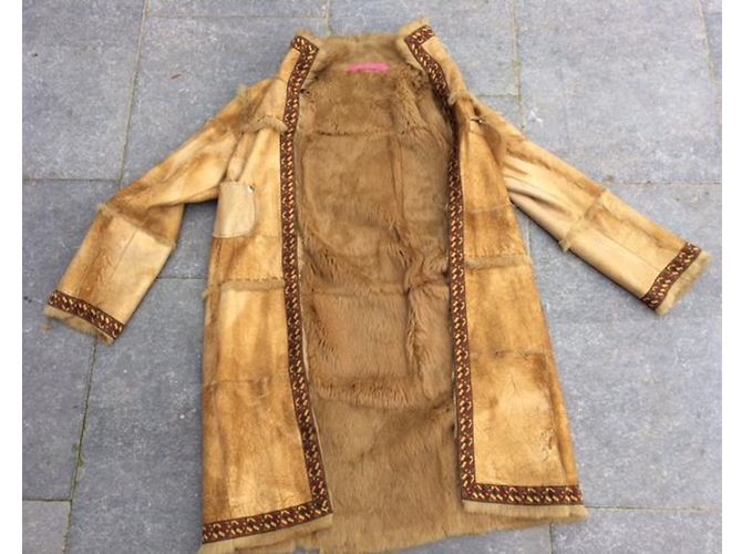 Emanuel Ungaro Abrigo de piel y lana beige - vista 4