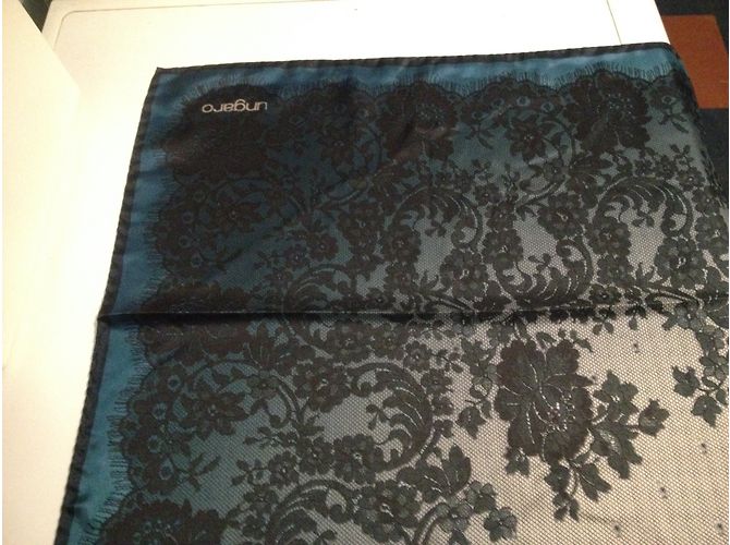 Autre Marque Sciarpa in seta Ungaro blu petrolio 90x90 cm - vista 4