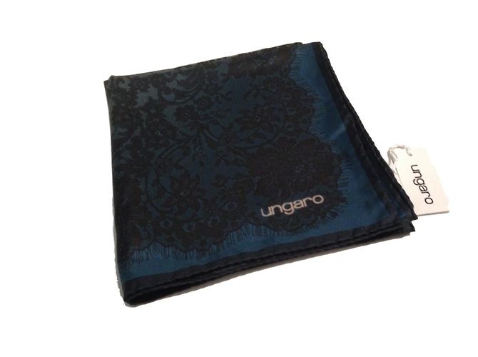 Autre Marque Sciarpa in seta Ungaro blu petrolio 90x90 cm - vista 5