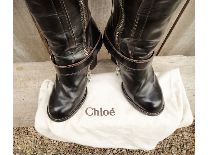 Botas Chloé de charol mate negro - vista 9