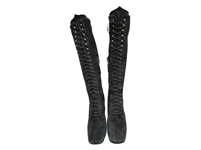 Alaïa Stiefel aus schwarzem Wildleder Größe 36 - Ansicht 2
