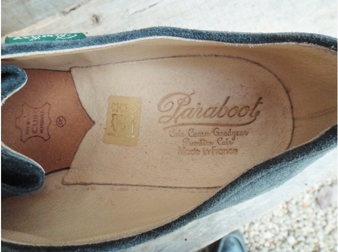 Scarpe Derby Paraboot in scamosciato blu - vista 3