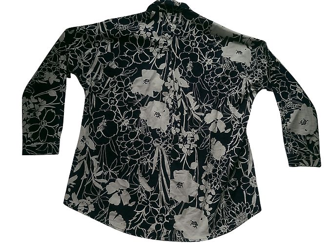 Camicia asimmetrica Rene Derhy in cotone bianca e blu Bianco - vista 2