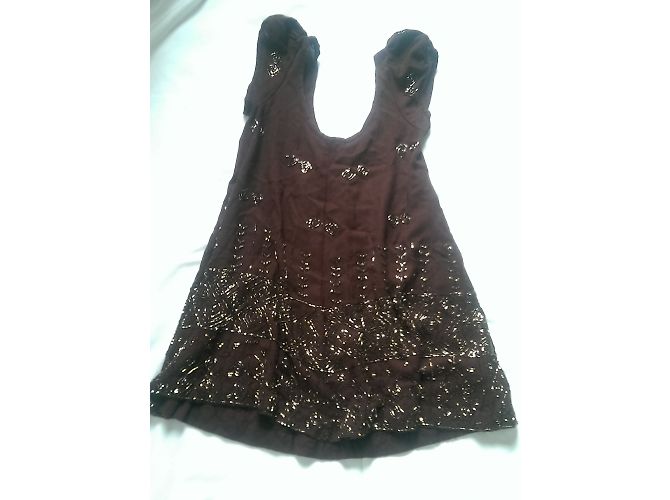 Camicetta Antik Batik Senza Maniche con Perline Bordeaux Bordò - vista 3