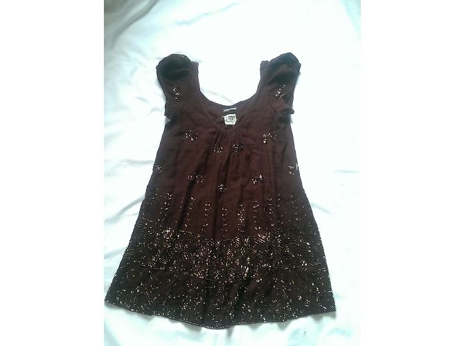 Camicetta Antik Batik Senza Maniche con Perline Bordeaux Bordò - vista 4