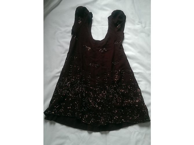 Camicetta Antik Batik Senza Maniche con Perline Bordeaux Bordò - vista 5