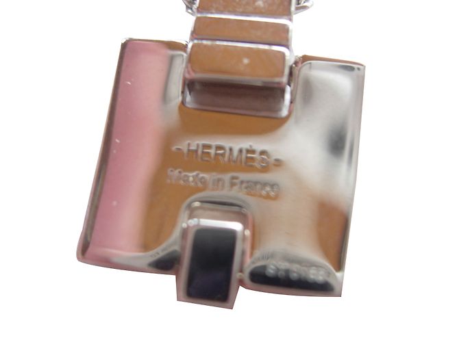 Colar com pingente H Hermès em aço prateado Prata - vista 2