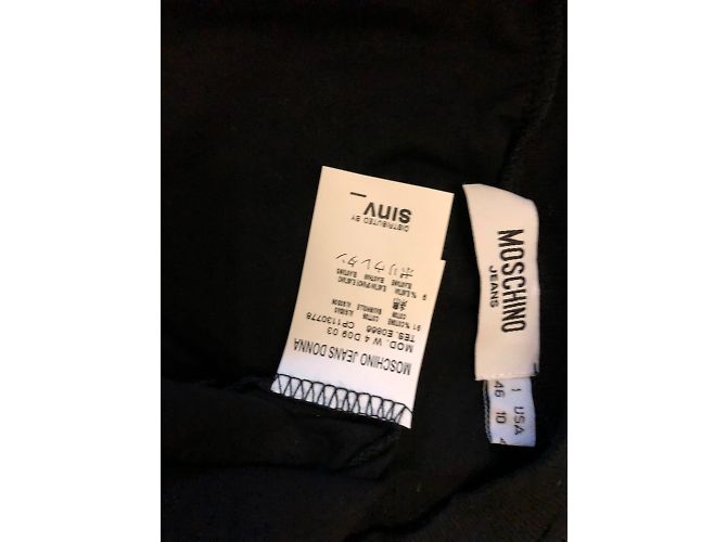 T-shirt Moschino nera in cotone con motivo strass Nero - vista 3