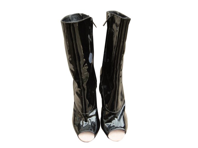Botines de Punta Abierta Givenchy Negro Charol - vista 2