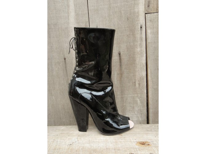 Botines de Punta Abierta Givenchy Negro Charol - vista 4