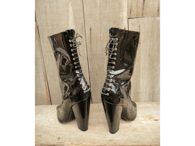 Botines de Punta Abierta Givenchy Negro Charol - vista 6