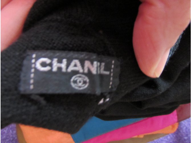 Chanel Lenços de seda Preto Roxo - vista 6