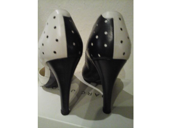 Décolleté Peep-Toe Marc Jacobs Bianco Blu Navy Pelle - vista 3