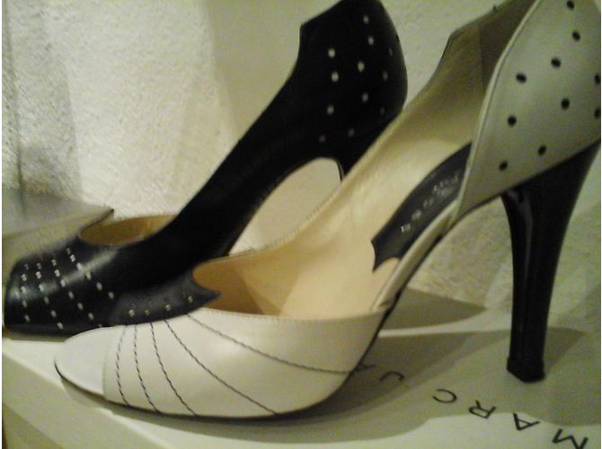 Décolleté Peep-Toe Marc Jacobs Bianco Blu Navy Pelle - vista 5