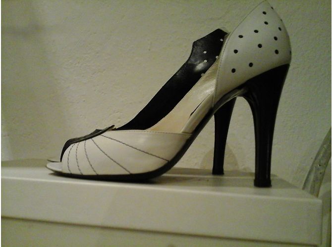 Décolleté Peep-Toe Marc Jacobs Bianco Blu Navy Pelle - vista 6