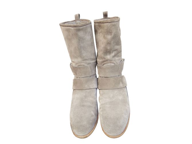 Botines Gucci Gris Ante con Hebilla de Bambú - vista 2