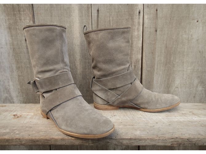 Botines Gucci Gris Ante con Hebilla de Bambú - vista 4