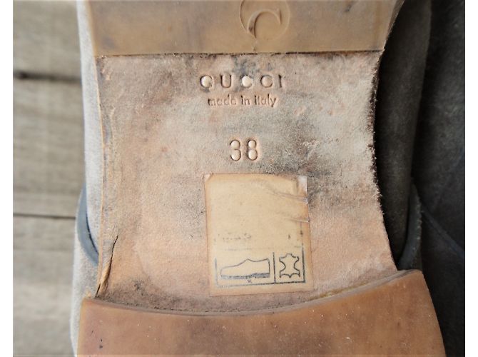 Botines Gucci Gris Ante con Hebilla de Bambú - vista 8